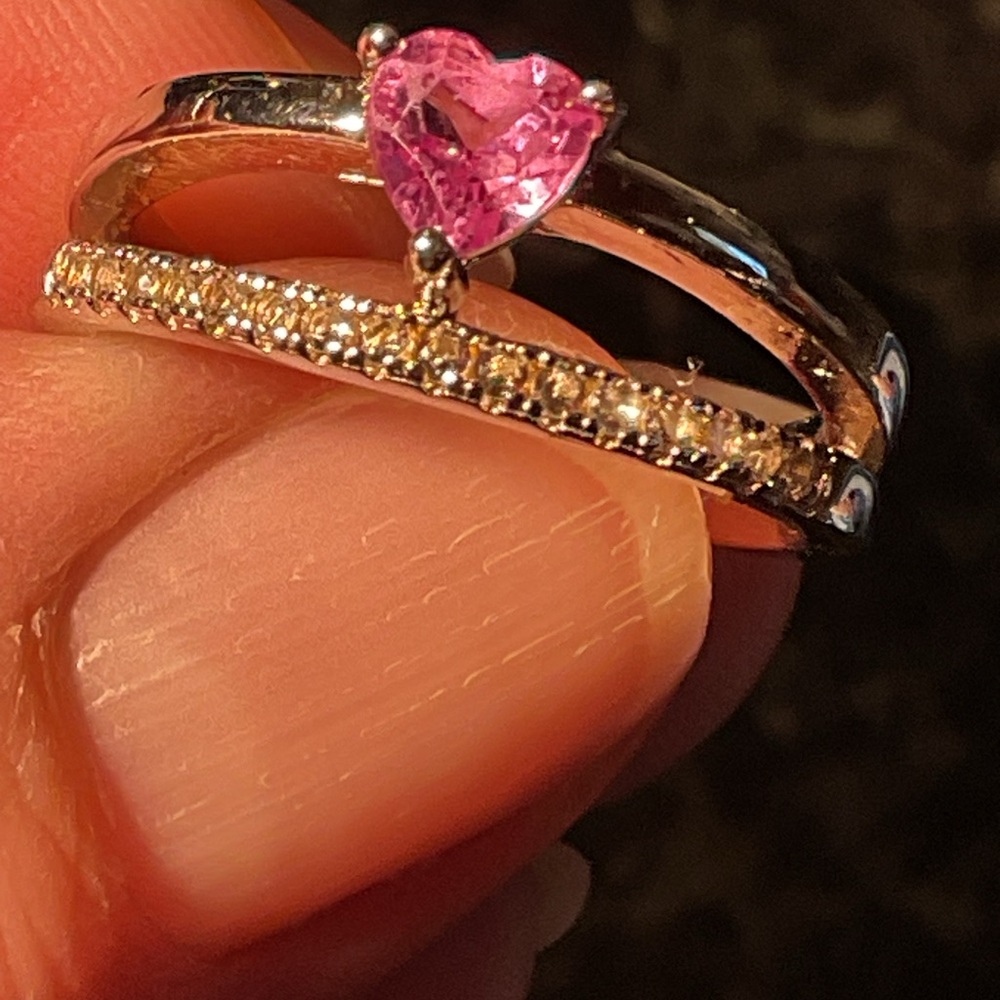 Pink Heart Ruby .925 Silver Ring - Picture 6 of 8